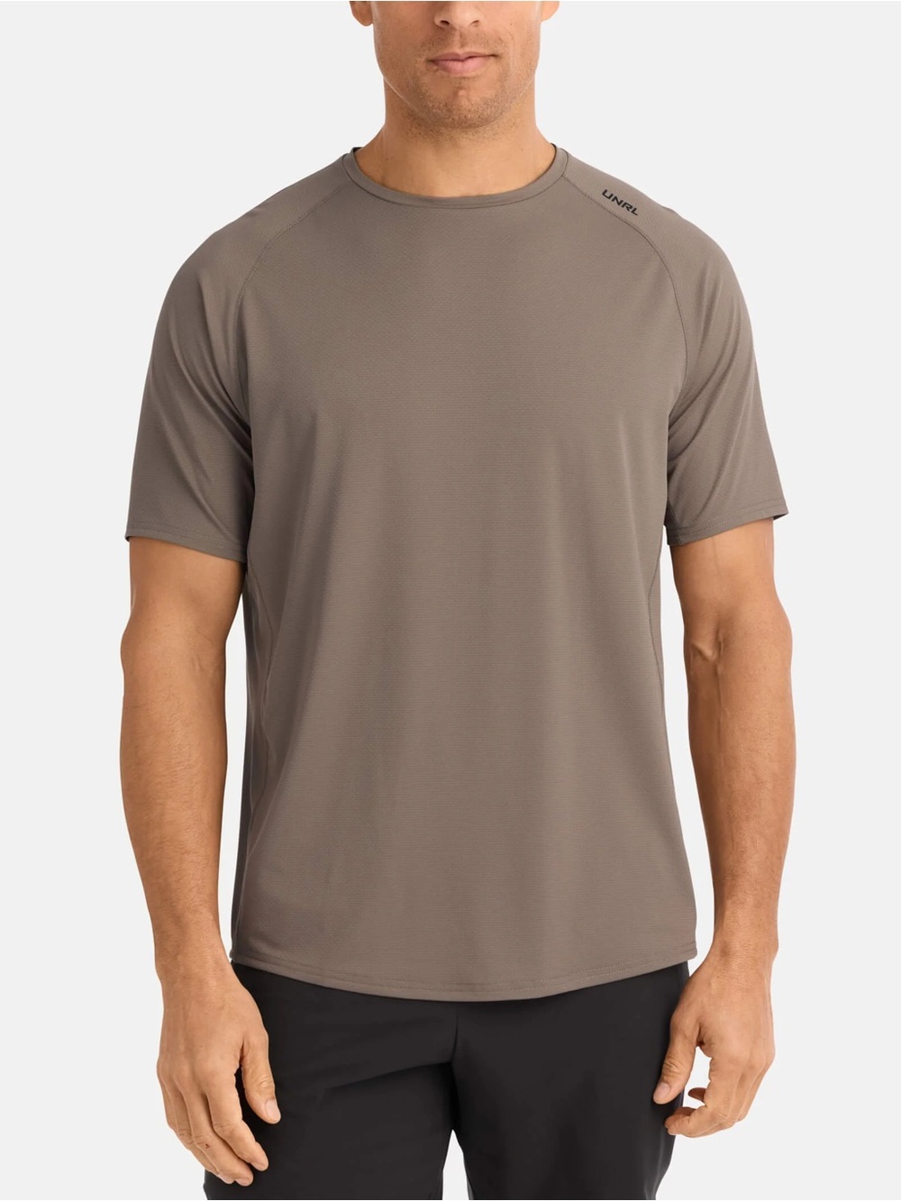 UNRL Men's Short Sleeve Crew Neck Performance Tee — Taupe